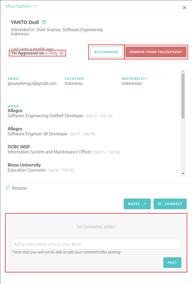 Talent Modal - Recruiters